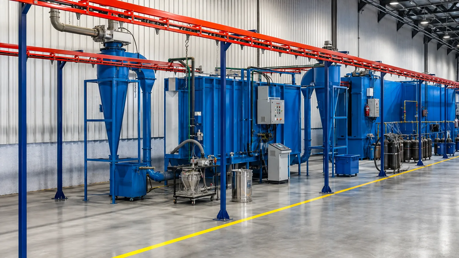 Automated powder coating facility