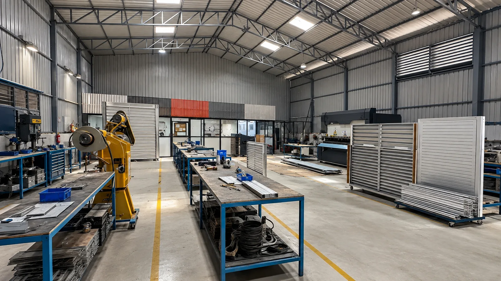Production floor with louver panels