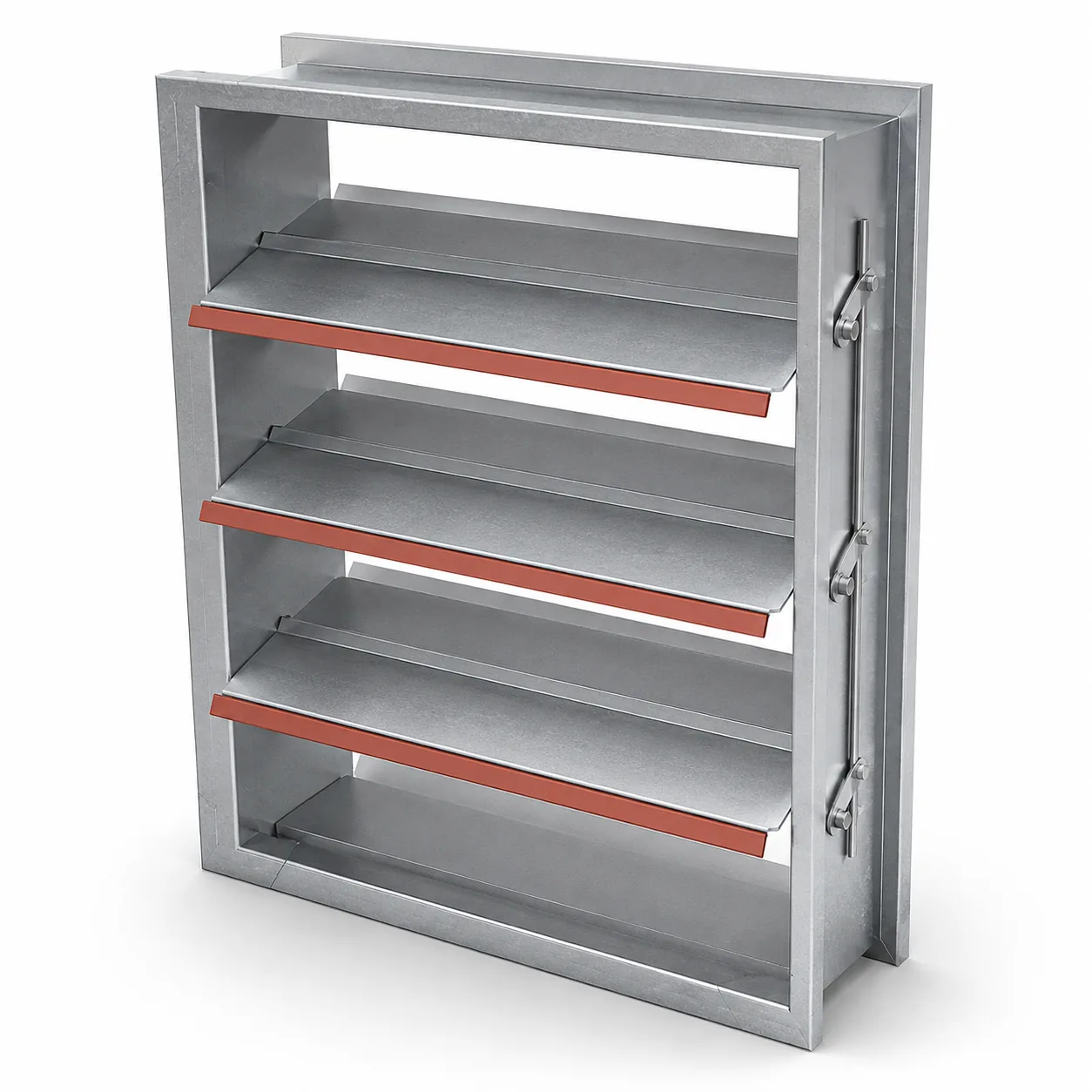 Low-leakage control damper with blade edge and jamb seals for tight shut-off